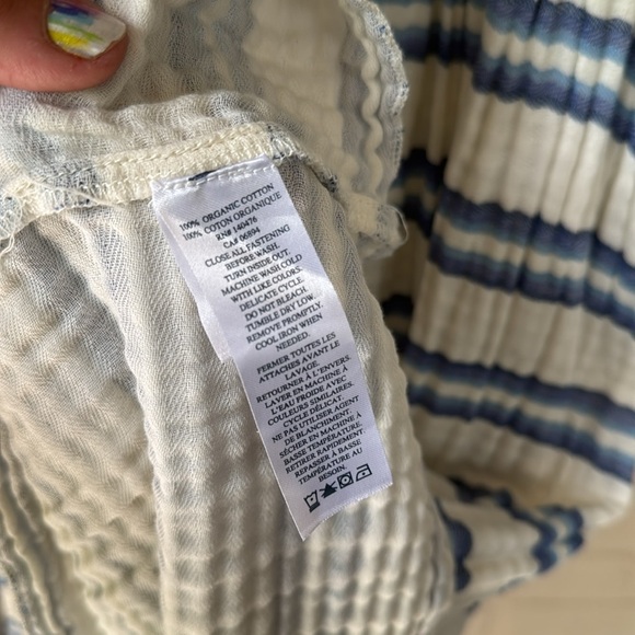 Faherty Dream dress Cotton Gauze Vida Midi Blue Baja Large Boho Beach Stripe XS - Picture 6 of 9